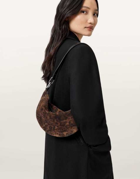 AllSaints - Luna Leppo - Micro tas in bruin met luipaardprint - view 1