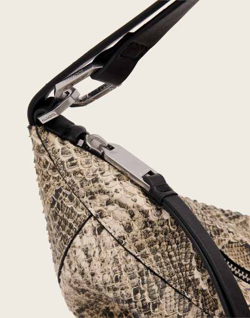 AllSaints Luna micro shoulder bag in snake print, 3 of 4