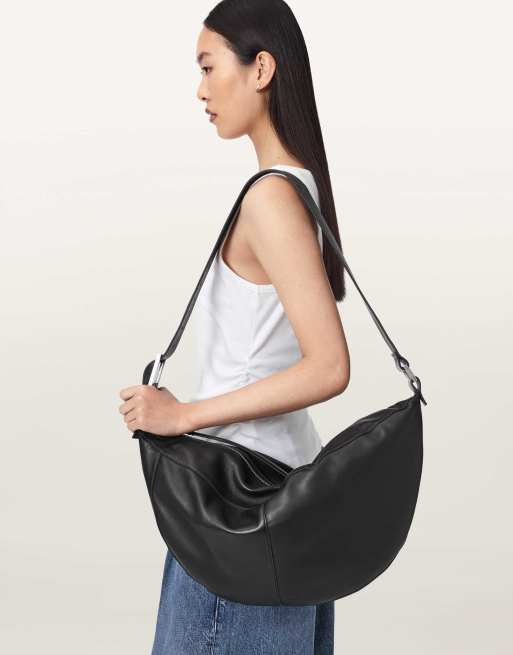 AllSaints – Luna – Schultertasche in Schwarz/Silber, 2 von 7