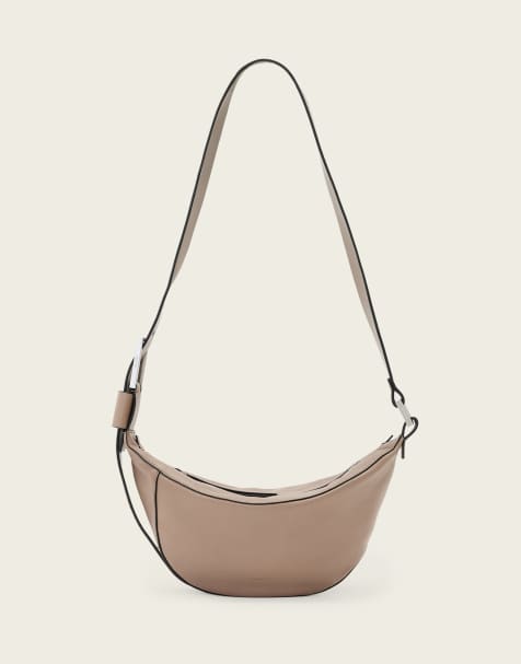 AllSaints – Luna – Skórzana torebka crossbody w kształcie półksiężyca w kolorze kawy z mlekiem - view 1