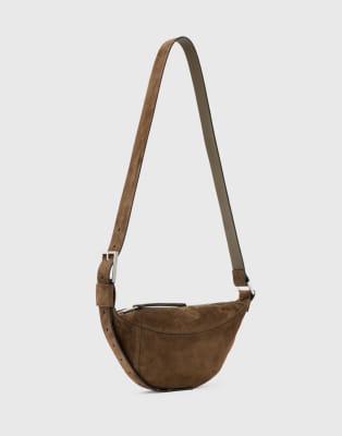 AllSaints - Luna - Umhängetasche aus Wildleder in Braun-Brown