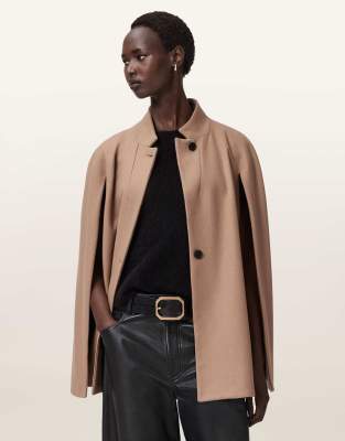 AllSaints - Lunis - Cape-Mantel in Kamelbraun-Brown
