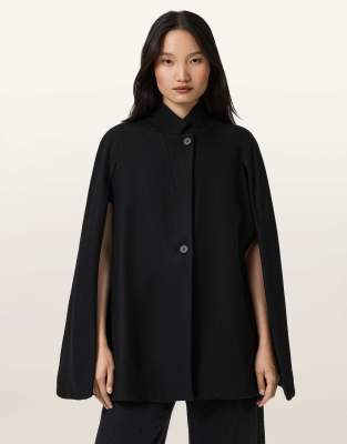 AllSaints - Lunis - Cape-Mantel in Schwarz