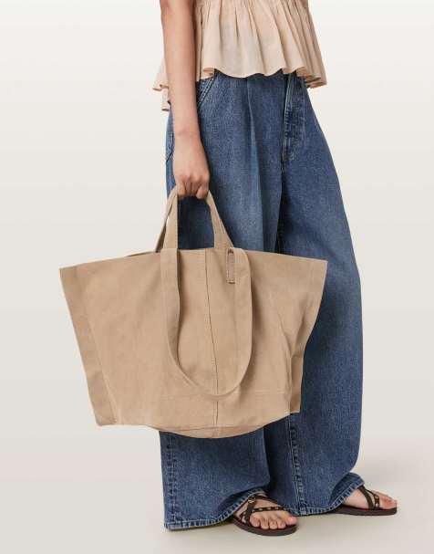 AllSaints - Lutece - Cabas en daim - Marron pinto - view 1