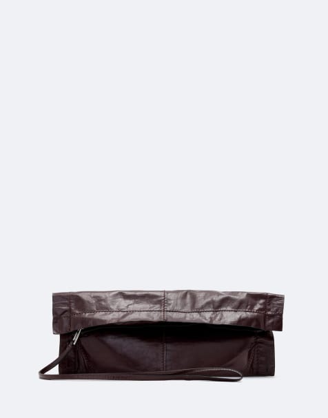 AllSaints Lutece clutch plegable en rojo burdeos - view 1