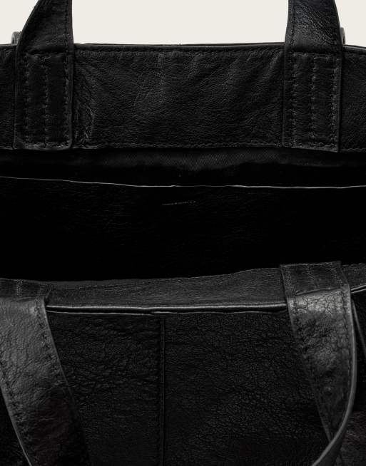 AllSaints Lutece leather tote bag in black, 4 of 4
