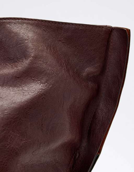 AllSaints Lutece Leder-Shopper in Burgunderrot, 2 von 4