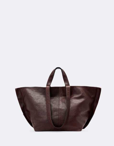 AllSaints Lutece leren tote in bordeauxrood - view 1