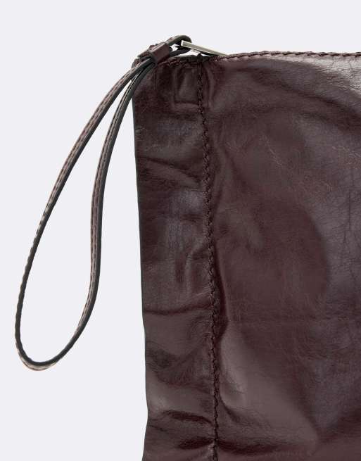 AllSaints Lutece pochette en cuir rouge bordeaux, 2 de 3