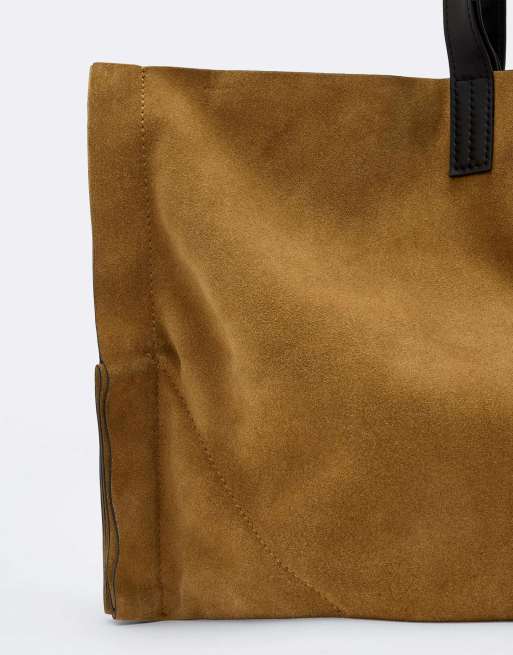 AllSaints Lutece suède tote in warm olijfbruin, 3 van 6