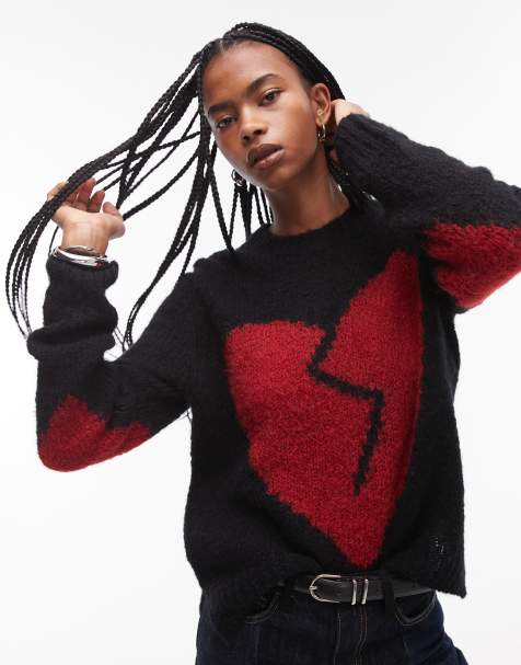 AllSaints Luvheart crew sweater in black - view 1
