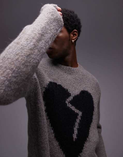 AllSaints Luvheart knitted jumper in gunmetal grey - view 1