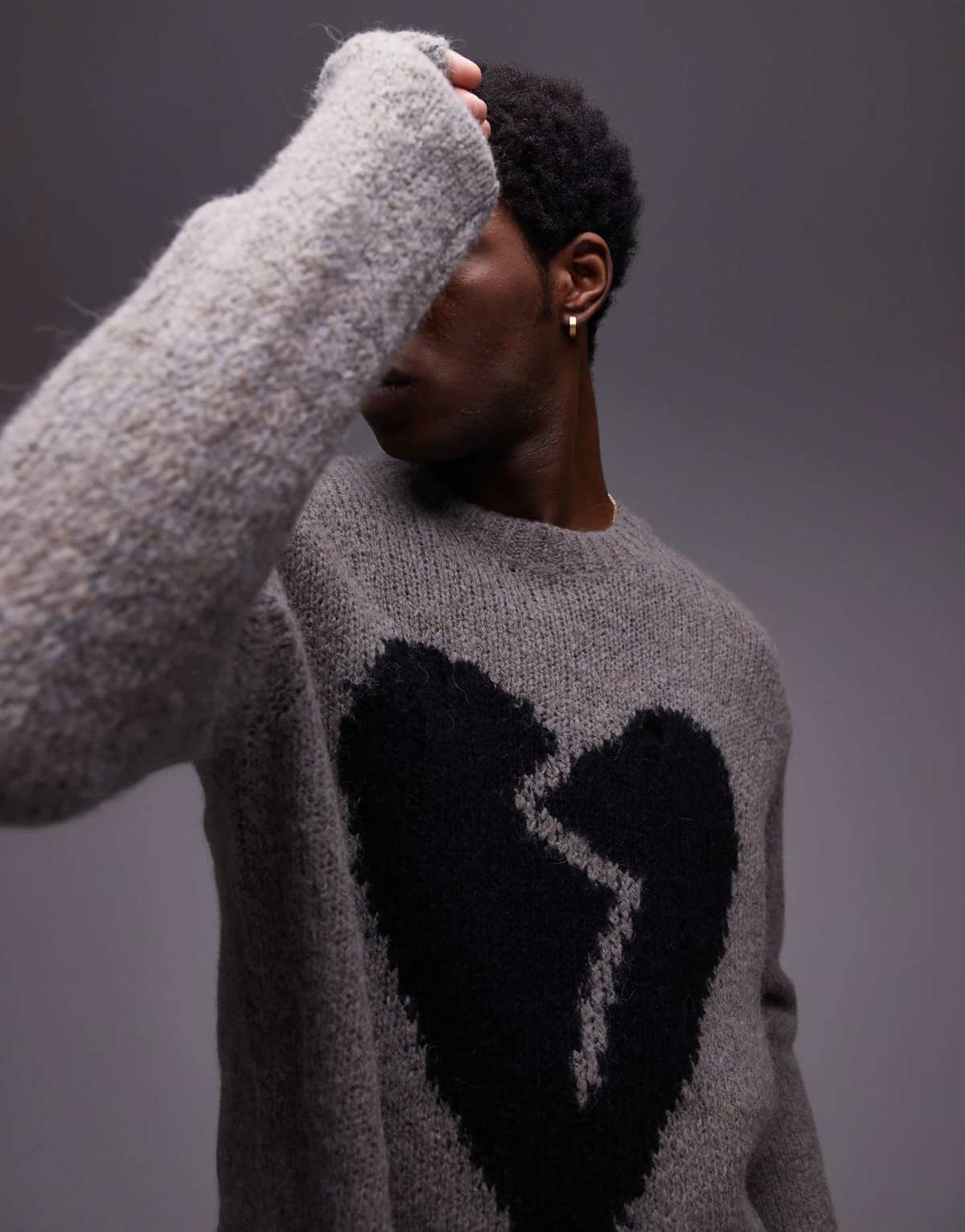 AllSaints Luvheart knitted jumper in gunmetal grey