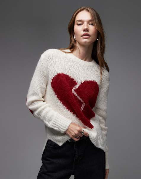Allsaints - Luvheart - Pull - Crème et rouge - view 1