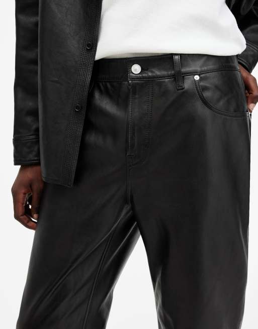 AllSaints Lynch leather trousers in black, 4 of 4