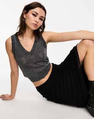 Monki glitter tights in silver, ASOS