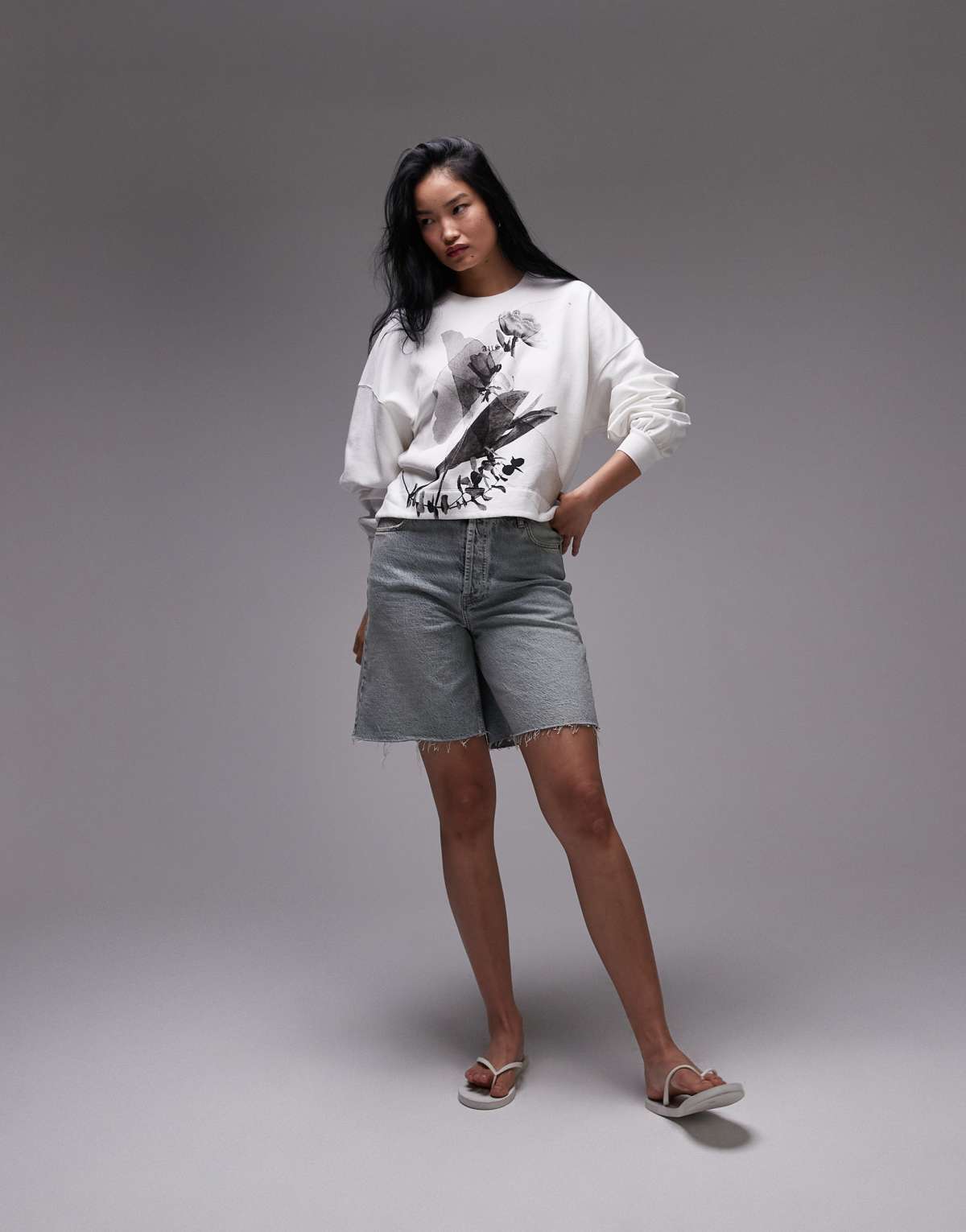 Allsaints lyss lila sweat in chalk white