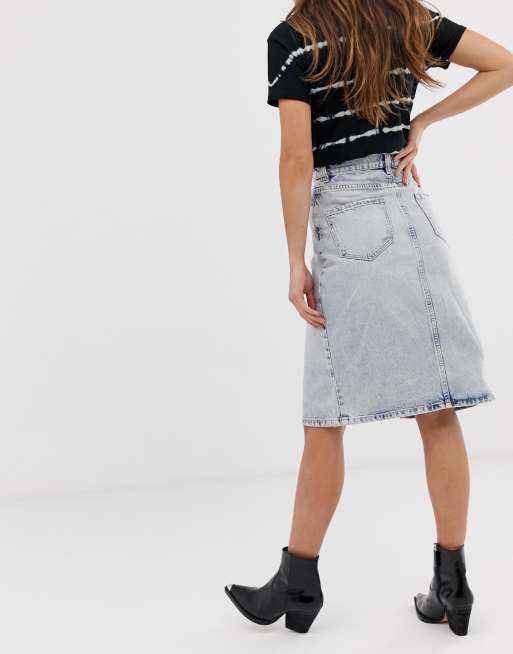 All saints on sale distressed denim skirt