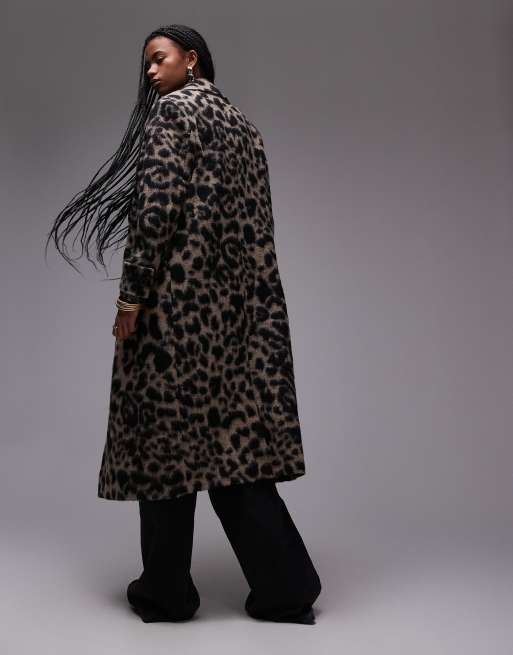 AllSaints Mabel wool blend coat in leopard, 4 of 4