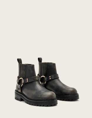 AllSaints - Maddie - Bikerstiefel in Dunkelbraun-Brown