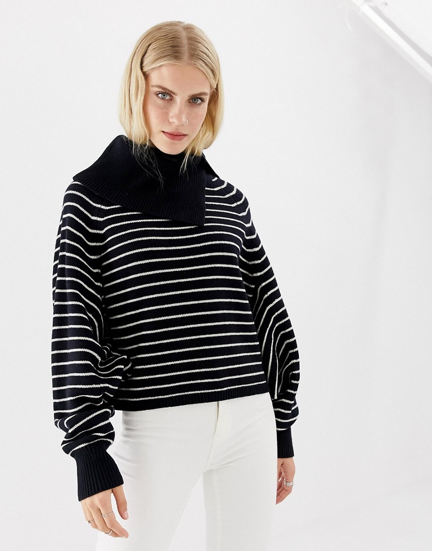 AllSaints – Maddie – Randig tröja med polokrage i kort modell-Flerfärgad