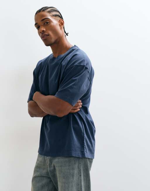 AllSaints Maddox short sleeve small logo t-shirt in navy blue, 4 of 5
