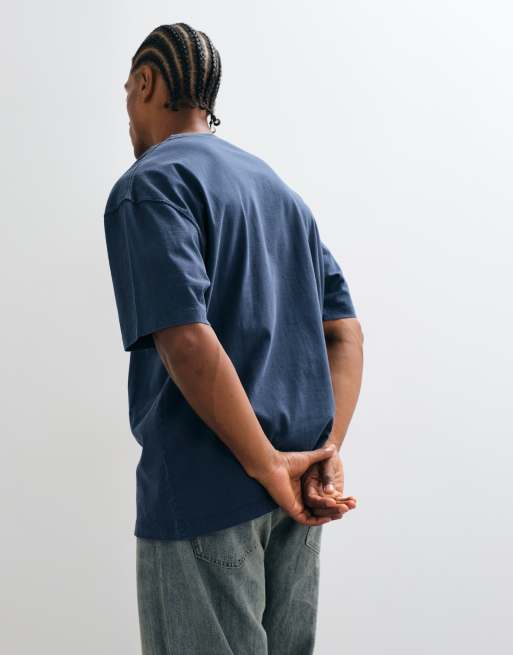 AllSaints Maddox short sleeve small logo t-shirt in navy blue, 5 of 5