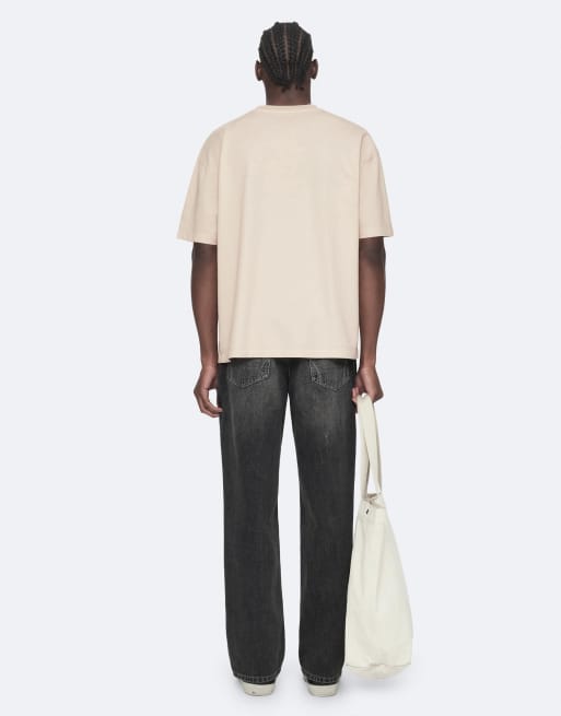 AllSaints Maddox t-shirt à manches courtes col rond taupe blanc, 2 de 7