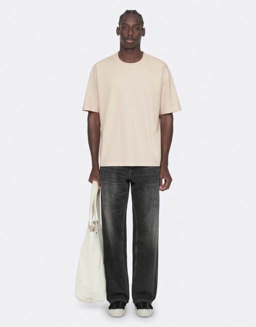 AllSaints Maddox t-shirt à manches courtes col rond taupe blanc, 6 de 7