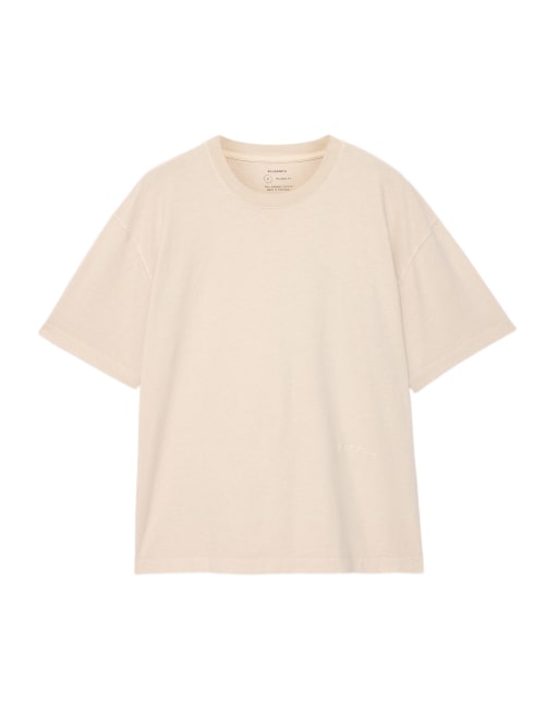 AllSaints Maddox t-shirt à manches courtes ras de cou taupe blanc, 7 de 7