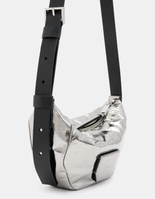 AllSaints Madea crossbody bag in gunmetal grey