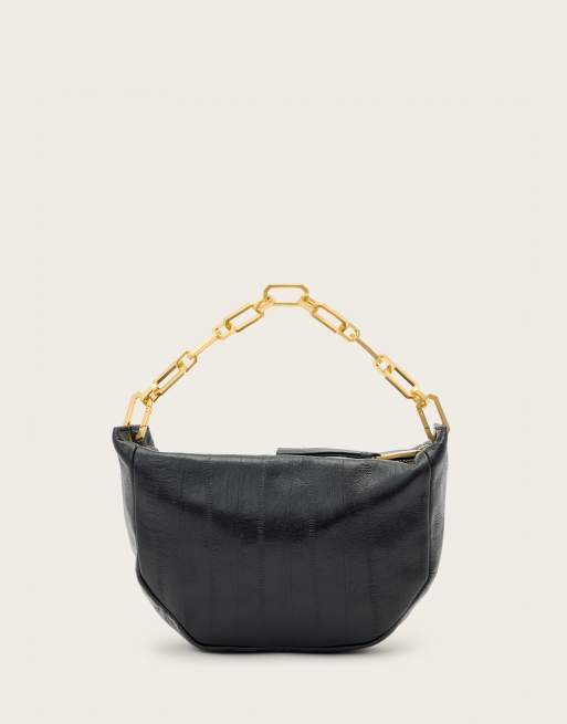 AllSaints – Madea – Kleine Eel-Tasche in Schwarz