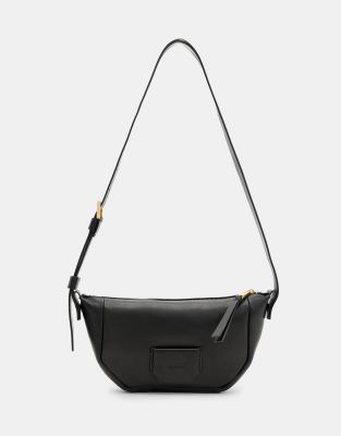 AllSaints Madea leather mini crossbody bag in black