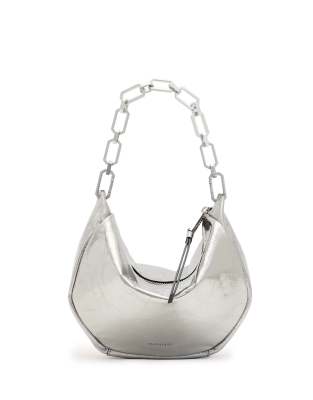 AllSaints Madea mini chain bag in gunmetal grey