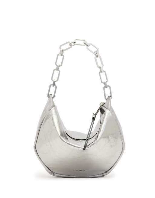 AllSaints - Madea - Mini tas met ketting in metaalgrijs