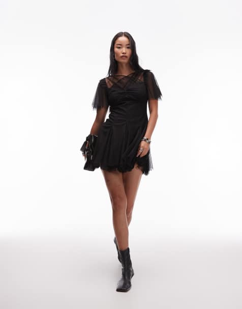 AllSaints – Madi – Spitzenkleid in Schwarz - view 1