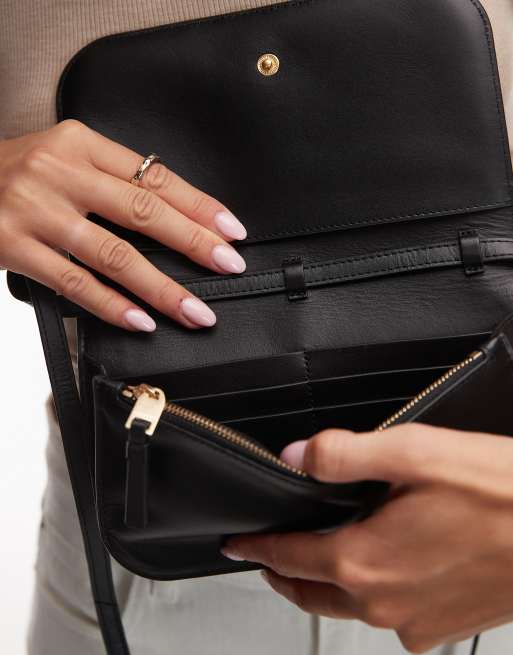 AllSaints Maeve wallet lanyard in black