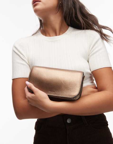 Allsaints maeve wallet lanyard in gold - view 1