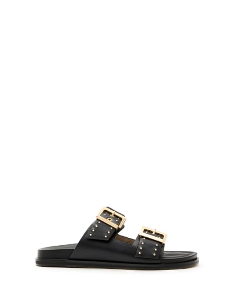 AllSaints – Magda – Sandalen in Schwarz mit Nieten - view 1