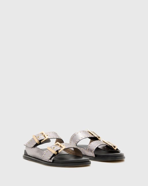 AllSaints Magda studded sandals in silver - SILVER, 4 of 4