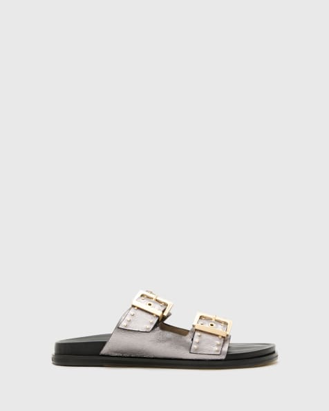 AllSaints Magda studded sandals in silver - view 1