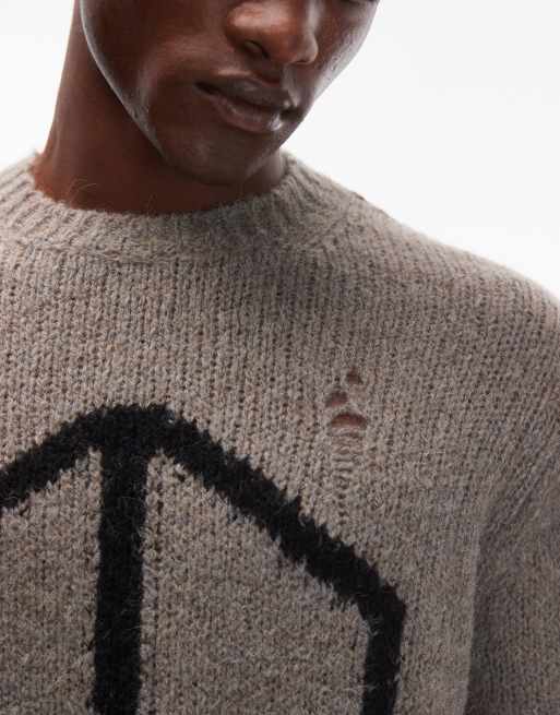 AllSaints - Maglione kaki con simbolo della pace, 5 di 5