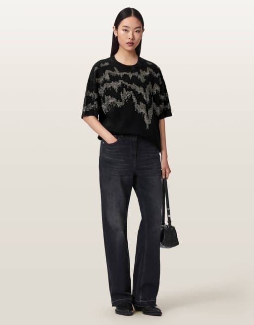 AllSaints - Maia Etta - Camiseta negro lavado, 2 de 7
