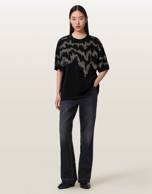 AllSaints - Maia Etta - Camiseta negro lavado, 5 de 7