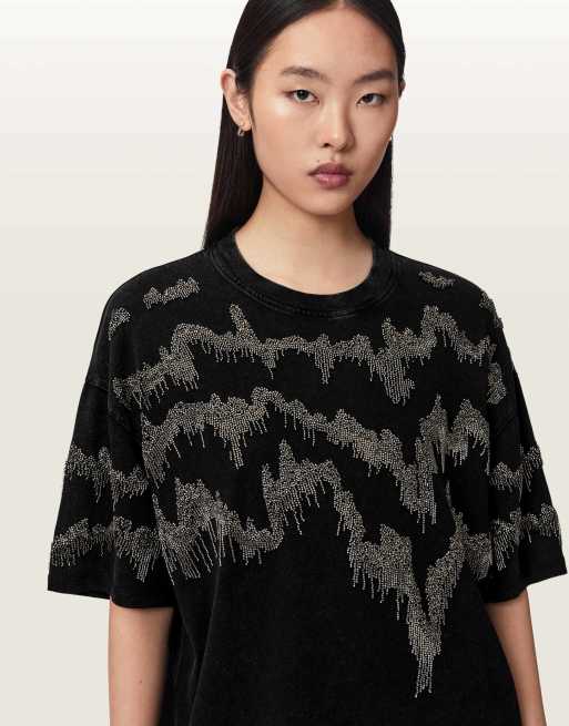 AllSaints - Maia Etta - Camiseta negro lavado, 7 de 7