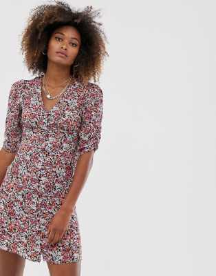 all saints black floral dress