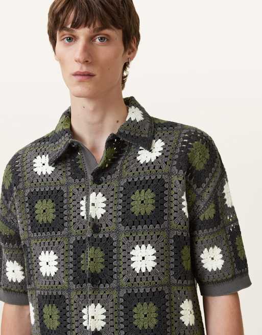 AllSaints – Mandon – Strickjacke in Grün-Bunt