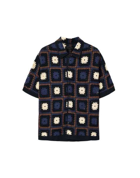 AllSaints Mandon Strickjacke in Mondsteinblau - view 1
