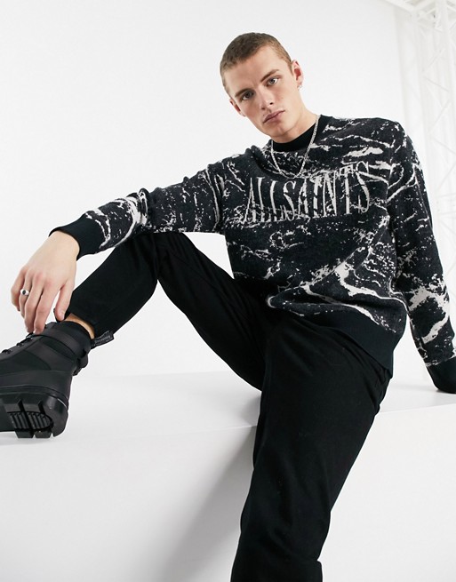 AllSaints marble print jumper in black