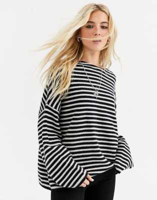 all saints black and white striped jumper